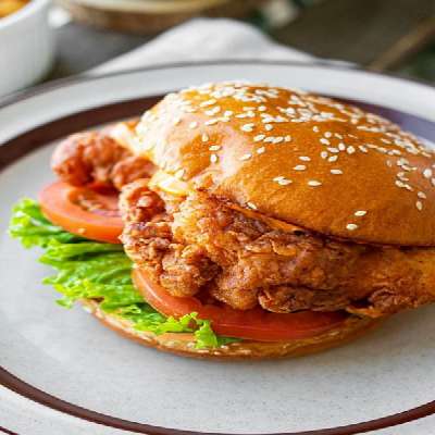 Fried Chicken Burger With French Fries
