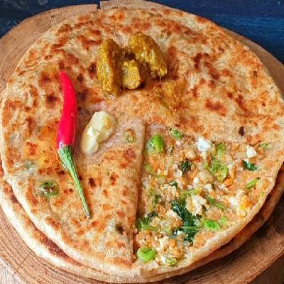 2 Mix Veg Whole Wheat Paratha With Sabji And Curd