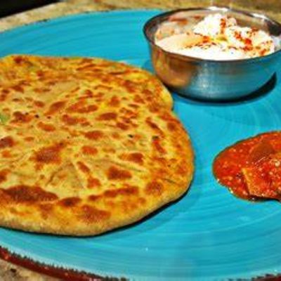 Paneer Paratha With Aloo Curry