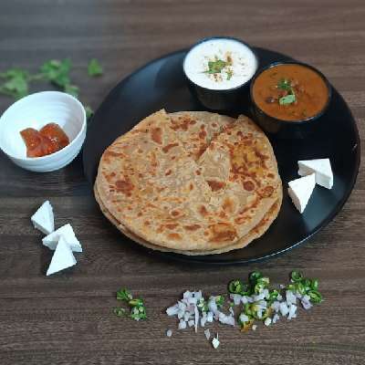 2 Whole Wheat Paneer Paratha With Sabji And Curd