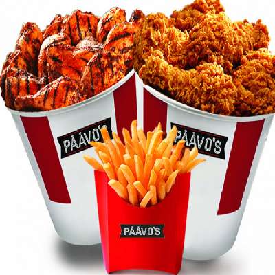 2 Pcs Broasted Fried Crispy Chicken With Fries + Dip & Tomato Ketchup