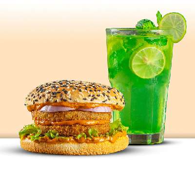 Bigg Club Veg Burger + Lime N Mint Mojito