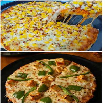 Capsicum Paneer Pizza (Medium) + Corn And Paneer Pizza (Medium)