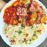 Veg Fried Rice With Chilli Paneer Gravy