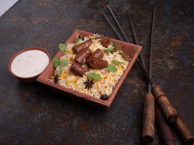 Mutton Seekh Kebab Biryani