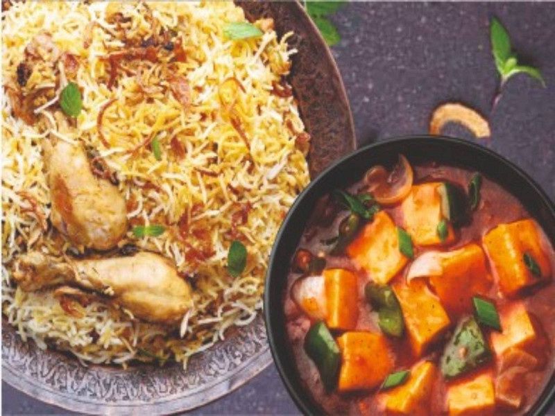 Chicken Fried Rice With Chilli Paneer Gravy