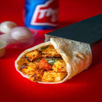 Paneer Tikka Roll With Coke Can