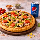 Pizza Veggie With Pepsi