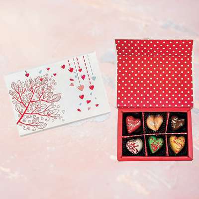 Chocolate Heart Box 6 Pc