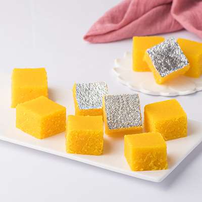 Coconut Kesariya Burfi