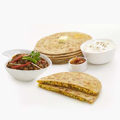 Tawa Aloo Parantha with Choleey & Raita
