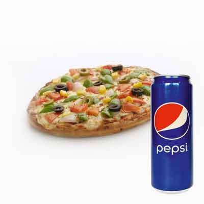 Pizza Veggie With Pepsi