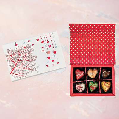 Chocolate Heart Box 6 Pc