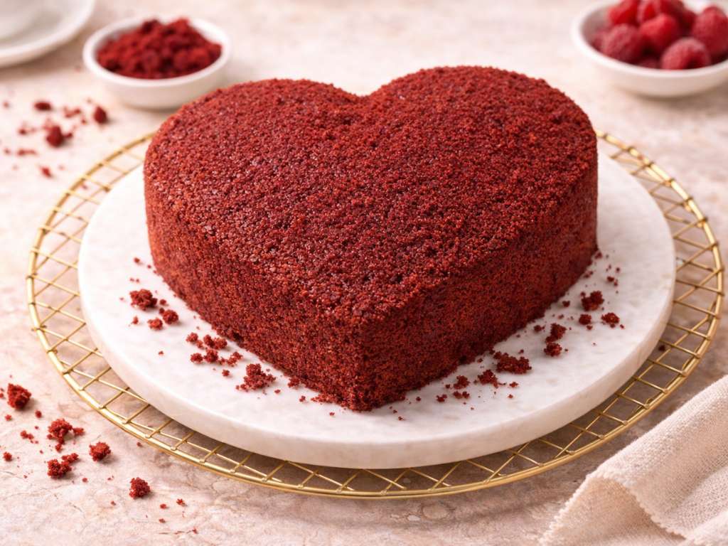 Dry Red Velvet Cake Heart