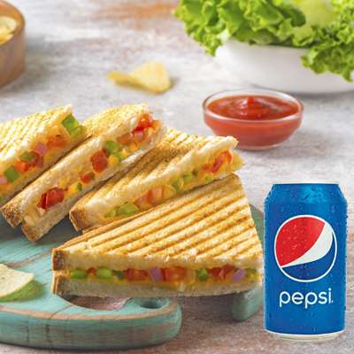 Veg Grill Cheese Sandwich With Pepsi
