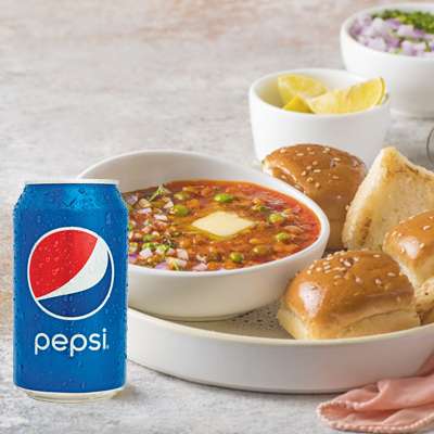 Pao Bhaji with Pepsi Can