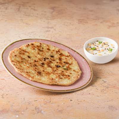 Tawa Aloo Parantha with Curd