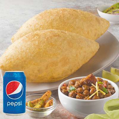 Chole Bhature With Pepsi Can