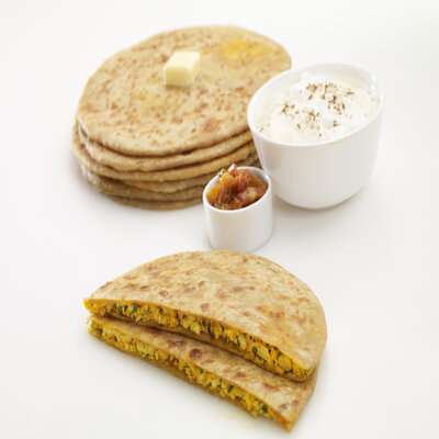 Paneer Parantha With Curd