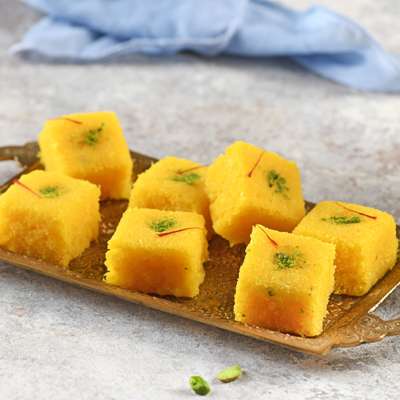 Coconut Kesariya Burfi