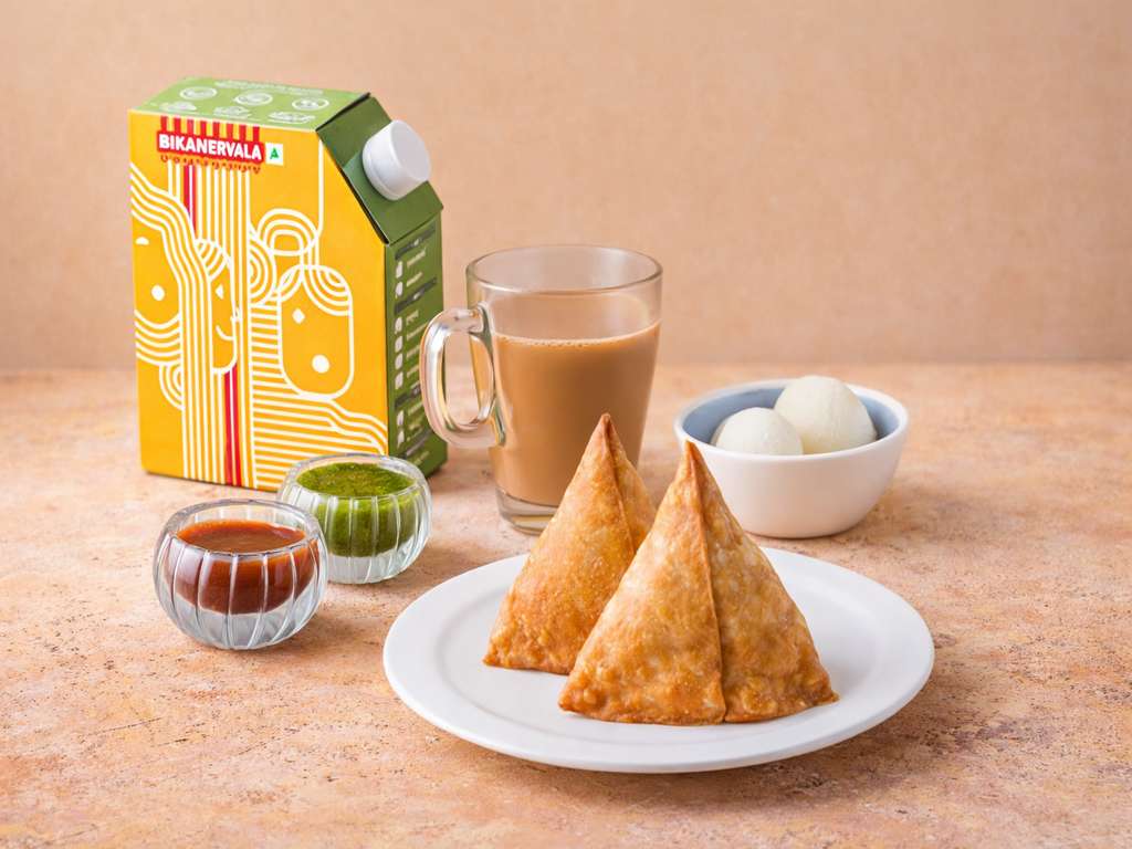 Desi Chai with Samosa and Rasgulla