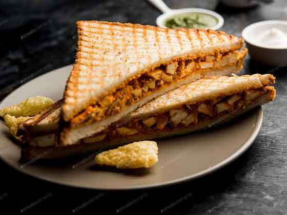 Sandwich Paneer Tikka Masala.