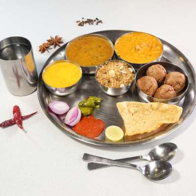 Dal Bati Churma With Gatte Ki Sabji