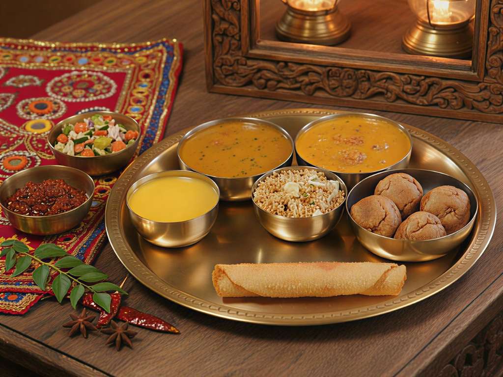 Dal Bati Churma With Gatte Ki Sabji