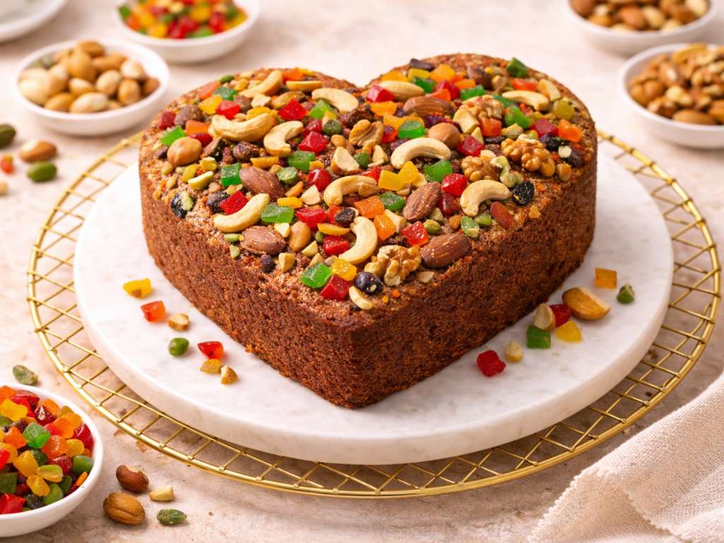 Dry Fruit Cake Heart
