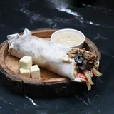 Chicken Shawarma With Olives, Cheese, Hummus