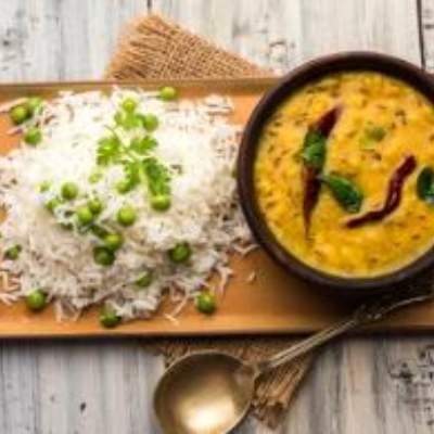Yellow Daal, Jeera Rice And Pickle