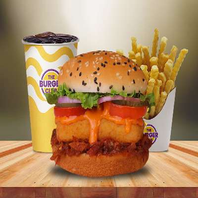 Spicy Paneer Club  Burger Meal