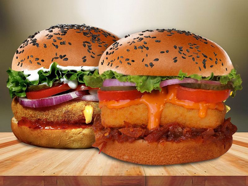 Spicy Paneer Burger+Royal Veg Cheese Club