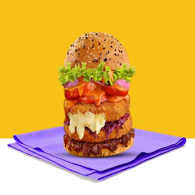 Double Cheese Veg Club Burger