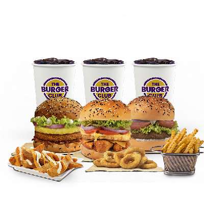 Crispy Chicken Club+devil Chicken Club+island Chicken Club+onion Rings+fries+potato Wedges+3 Pepsi