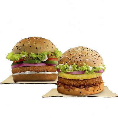 Royal Veg Club Burger + Island Veg Club Burger