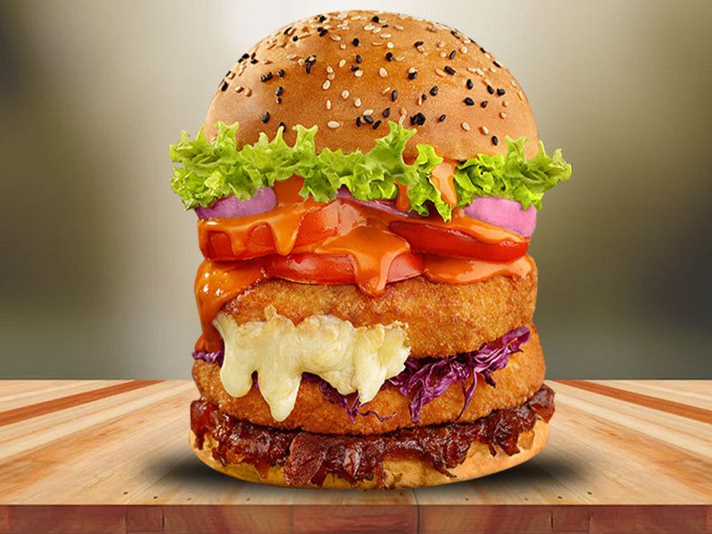 Double Cheese Veg Club Burger