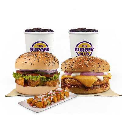 Chicken Club Burger + Chicken Cheese Club Burger + Tangy Bites + 2 Pepsi