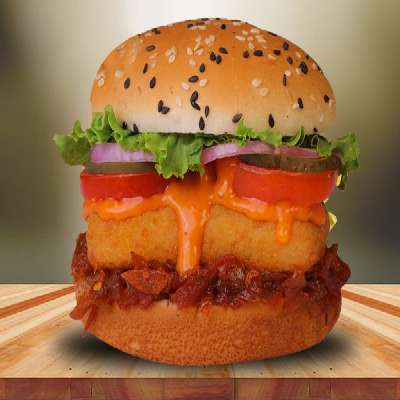 Spicy Paneer Club Burger