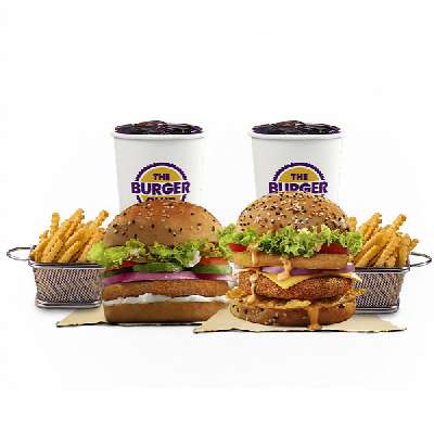 Royal Veg Burger + Devil Veg Club Burger + 2 Crinkle Fries + 2 Pepsi