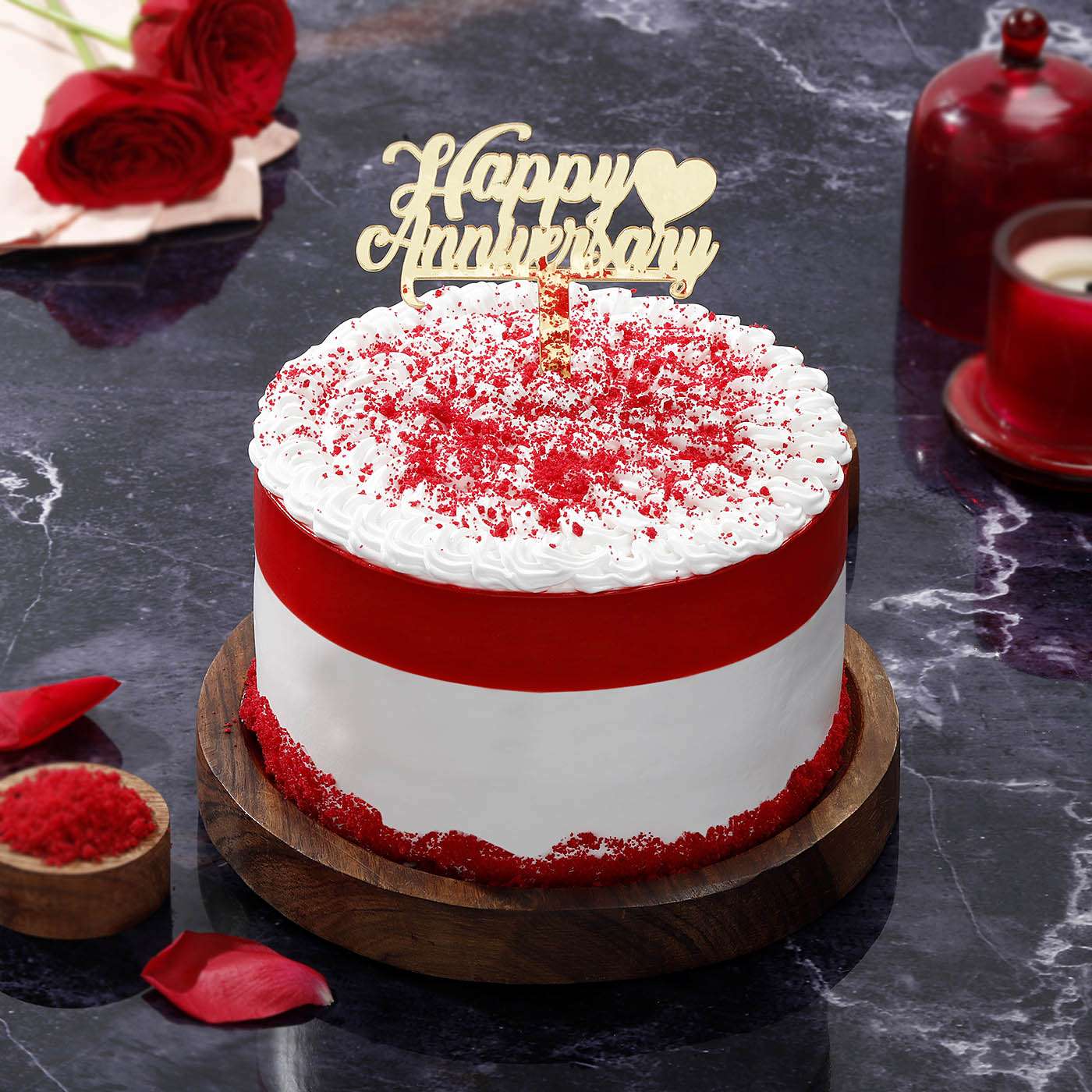 Red Velvet Anniversary Cake (450 Gm)