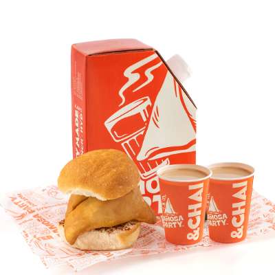 Cheesy Samosa Pav and Chai Combo
