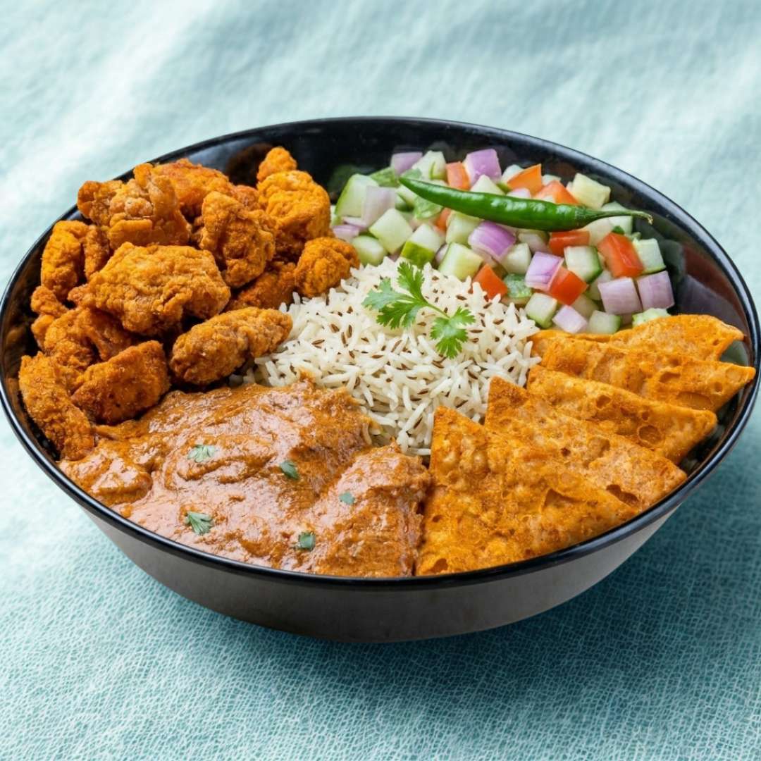 Chicken Popcorn Jeera Burrito Rice Bowl