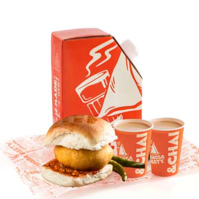 Cheesy Vada Pav and Chai Combo