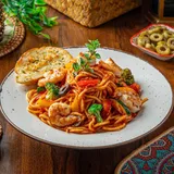 Prawns Spaghetti Pasta In Arrabiata Sauce