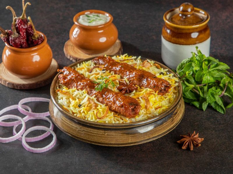 Mutton Seekh Kebab Biryani