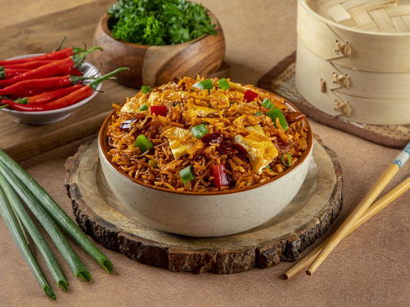 Egg Red Chilli Burnt Fried Rice