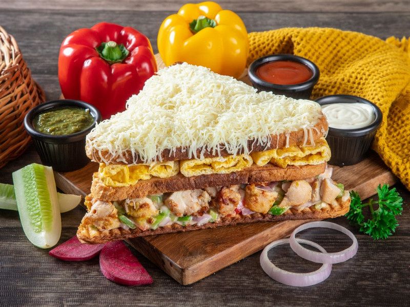 Chicken Cheese Mayonnaise Club Grilled Sandwich