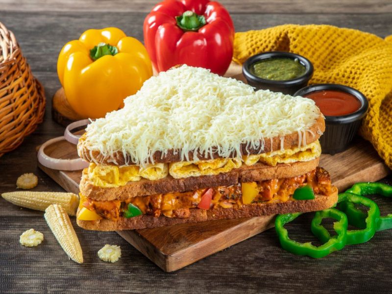 Chicken Cheese Makhani Club Grilled Sandwich
