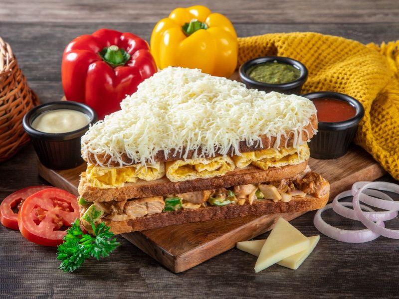 Chicken Cheese Thousand Island Club Grilled Sandwich